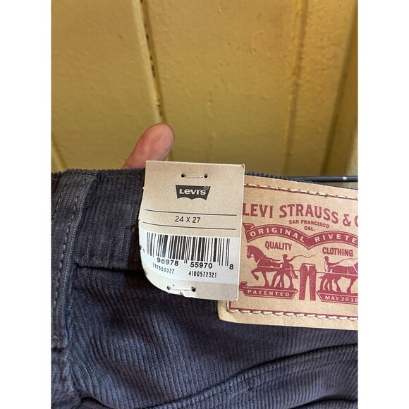 Levi's Ribcage Straight Ankle Jean 24x27 Gray Corduroy High Rise Minimalist New - Picture 6 of 9